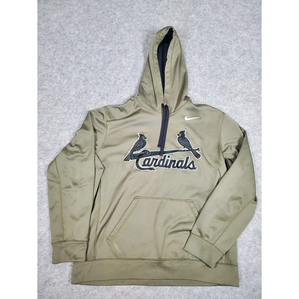 Nike St Louis Cardinals MLB Hoodie Mens Large Green Black Pullover Therma Fit